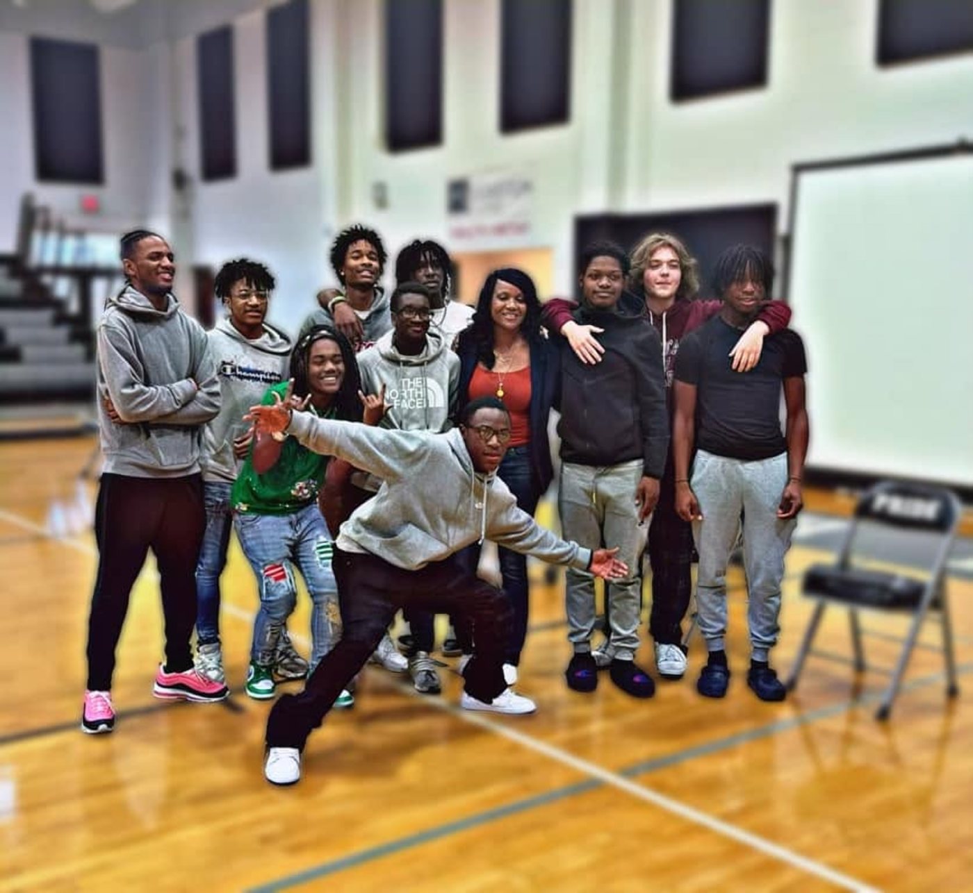 Dr. Bell with students at Smiths Station High School